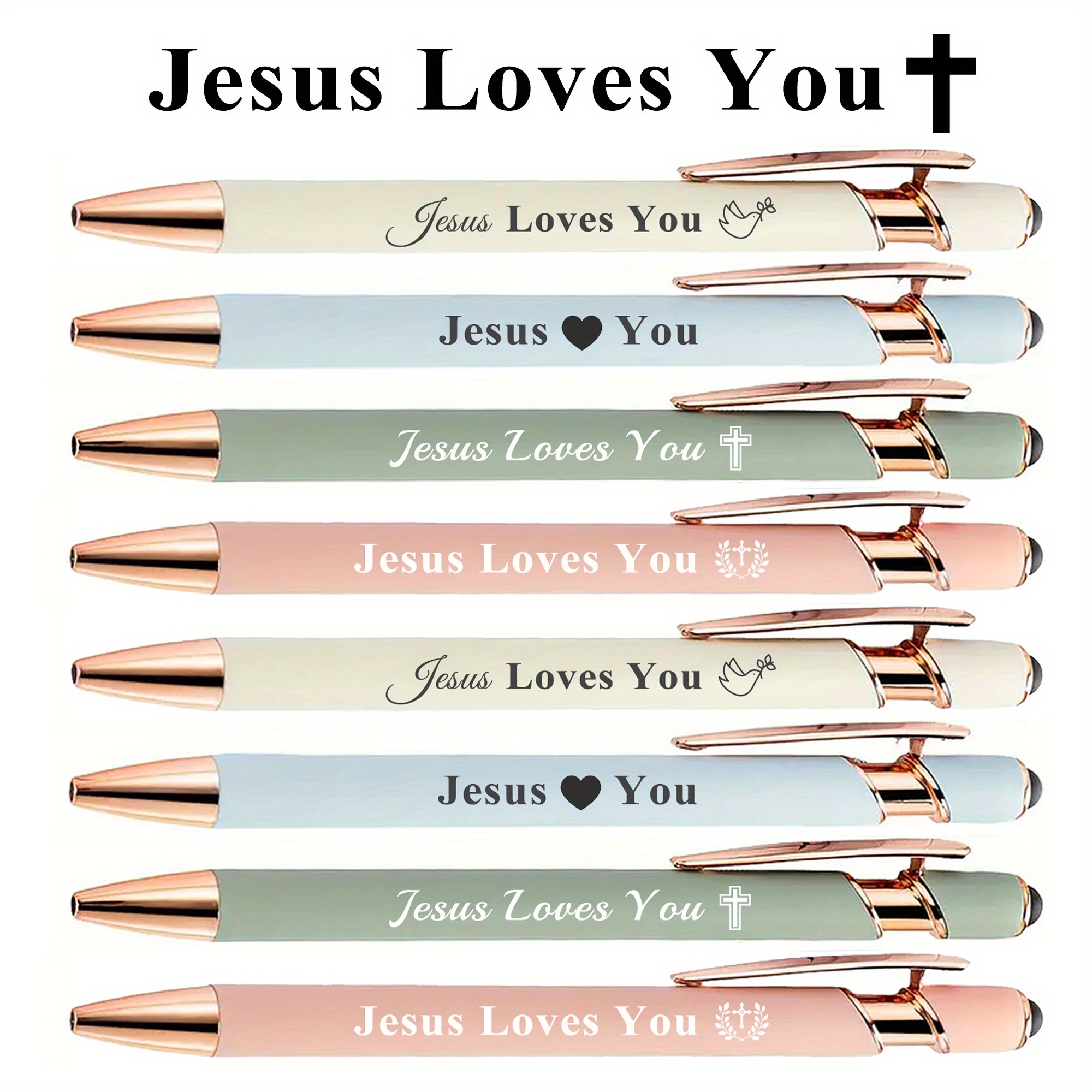 Image of 8pcs You Ballpoint Pens – Inspirational Cross And , Perfect Gift For Church , Pastors, And Christian , Of Faith And , Black Ink, Easter Gifts, Back To School, School Supplies