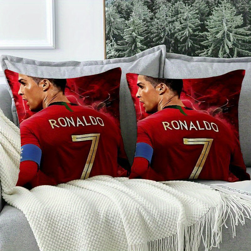 

Set Of 2 #7 Sports-themed Pillow Covers, 18x18 Inch, Polyester, Machine Washable With Zipper Closure - Ideal For Teens & Adults, Bedroom & Living Room Decor