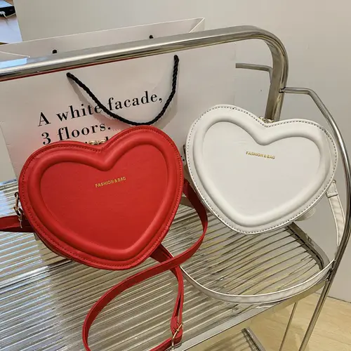 heart shaped shoulder bag for women fashionable striped design large capacity zippered purse with polyester lining casual daily ideal valentines day gift for lover girlfriend white rose red options