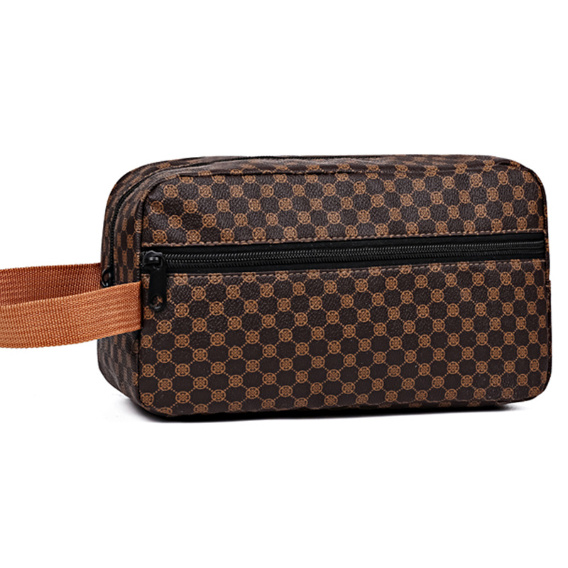 TEMU Makeup Bag - Unisex Handheld Cosmetic Bag With Plaid Print, Suitable For Daily Commuting And Travel, For Outdoor Holidays [zipper Random]