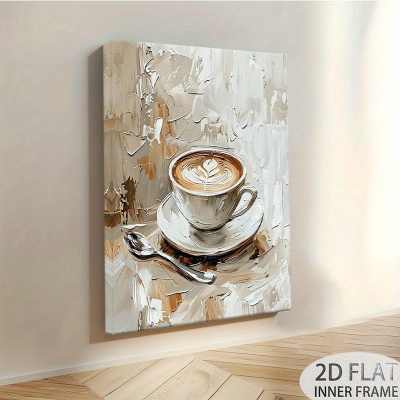 TEMU 1pc Modern Art Wall Painting - Wooden Framed Canvas Texture Artwork, Cozy Technique, 12x16 Inches, Kitchen & Living Room Decor, Ideal Gift For ,