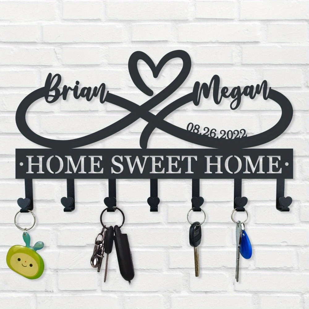 

Custom Sign.tailored Wall - Affixed Key Holder: Metal, Heart - Shaped Key Hooks Symbolizing . Personalized Key Rack, As Coat Hanger. Ideal Valentine's Day Wall Key Holder.key Hooks.