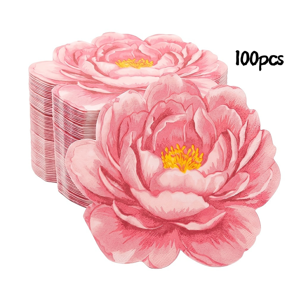TEMU Lot de 20 à 100 serviettes de fête roses de , essuie-mains jetables d'aquarelle, serviettes élégantes pour décoration de table de goûter dans le