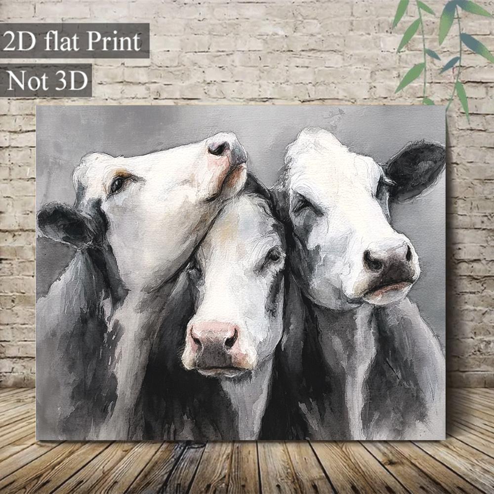 TEMU 2d Flat, 2d Flat, 1pc Watercolor Artwork Featuring - A Black And Art Print, Designed In A Minimalist Farmhouse Style Without A Frame. This
