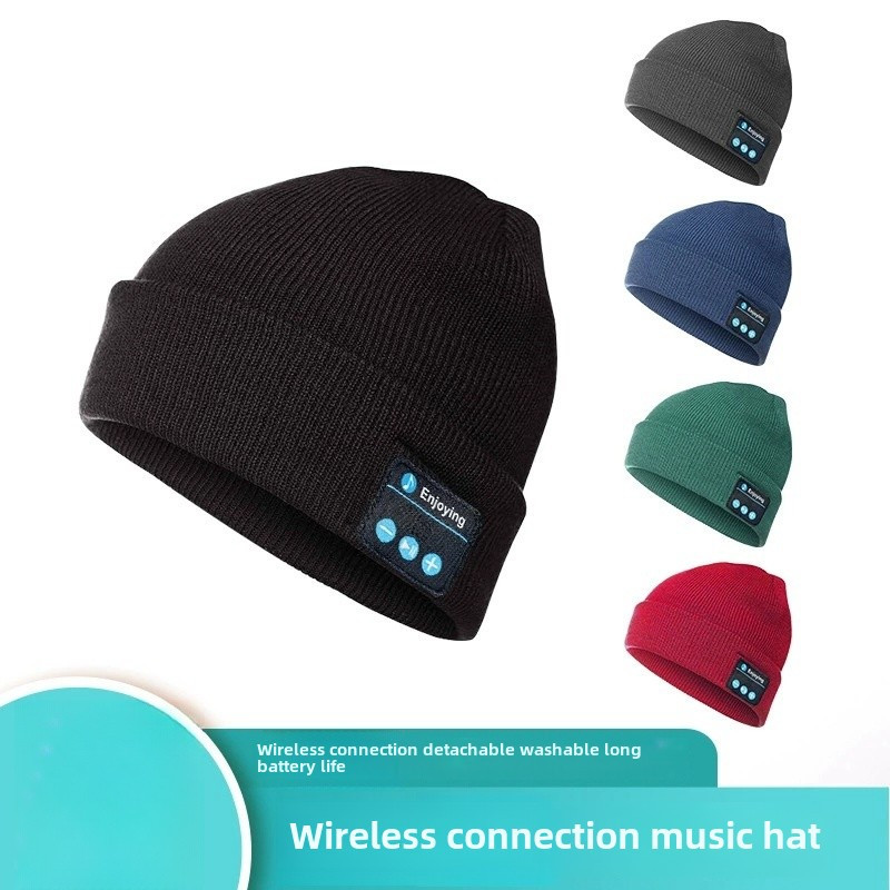 Autumn and Winter Outdoor Sports Wireless Music Answering Phone Long Endurance Rechargeable Night Running Riding Knitted Warm Hat Valentine's Day Gift for Women and Men