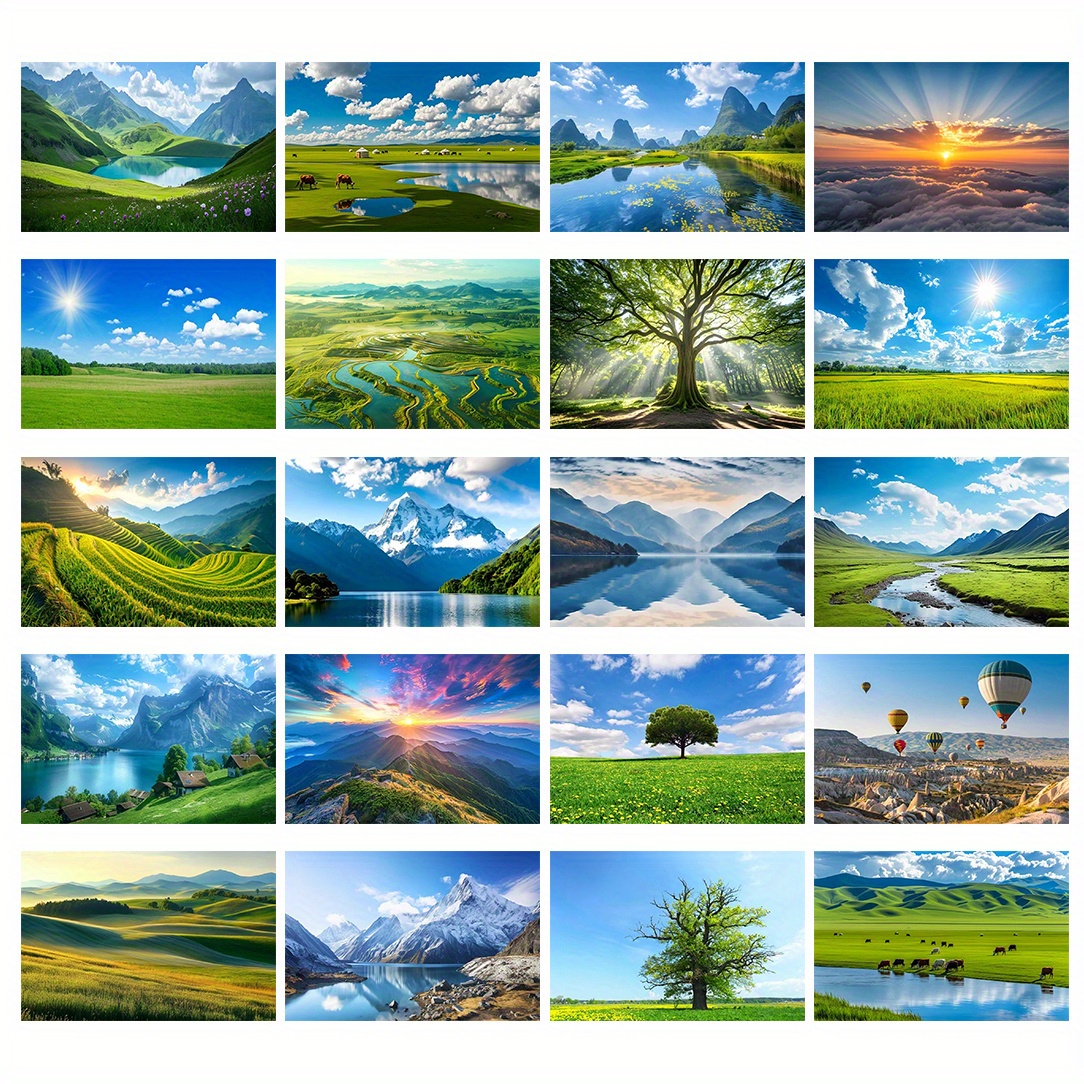 TEMU Set Of 20 Beautiful Nature Postcards – 4x6 Inch High-quality Landscape Photos, Ideal For Sending, Collecting & Decorating – Featuring Mountains,