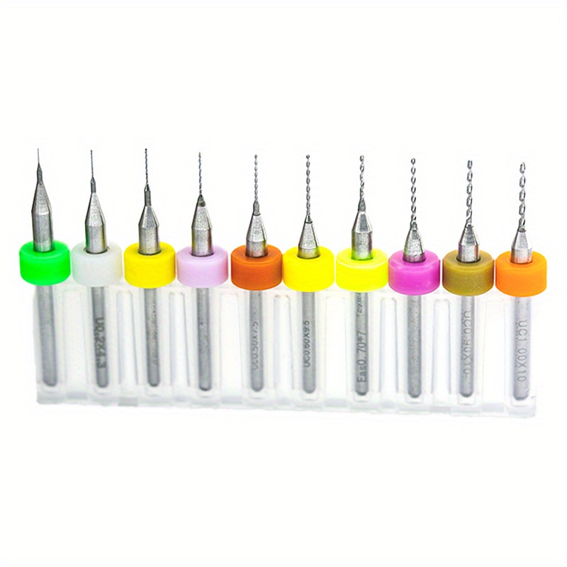 10pcs Pcb Circuit Board 0.1-1.0mm Full Set Small Drill Bits Super Hard Amber Beeswax Drilling Holes Straight Shank Durable Twist Drill Bit Set