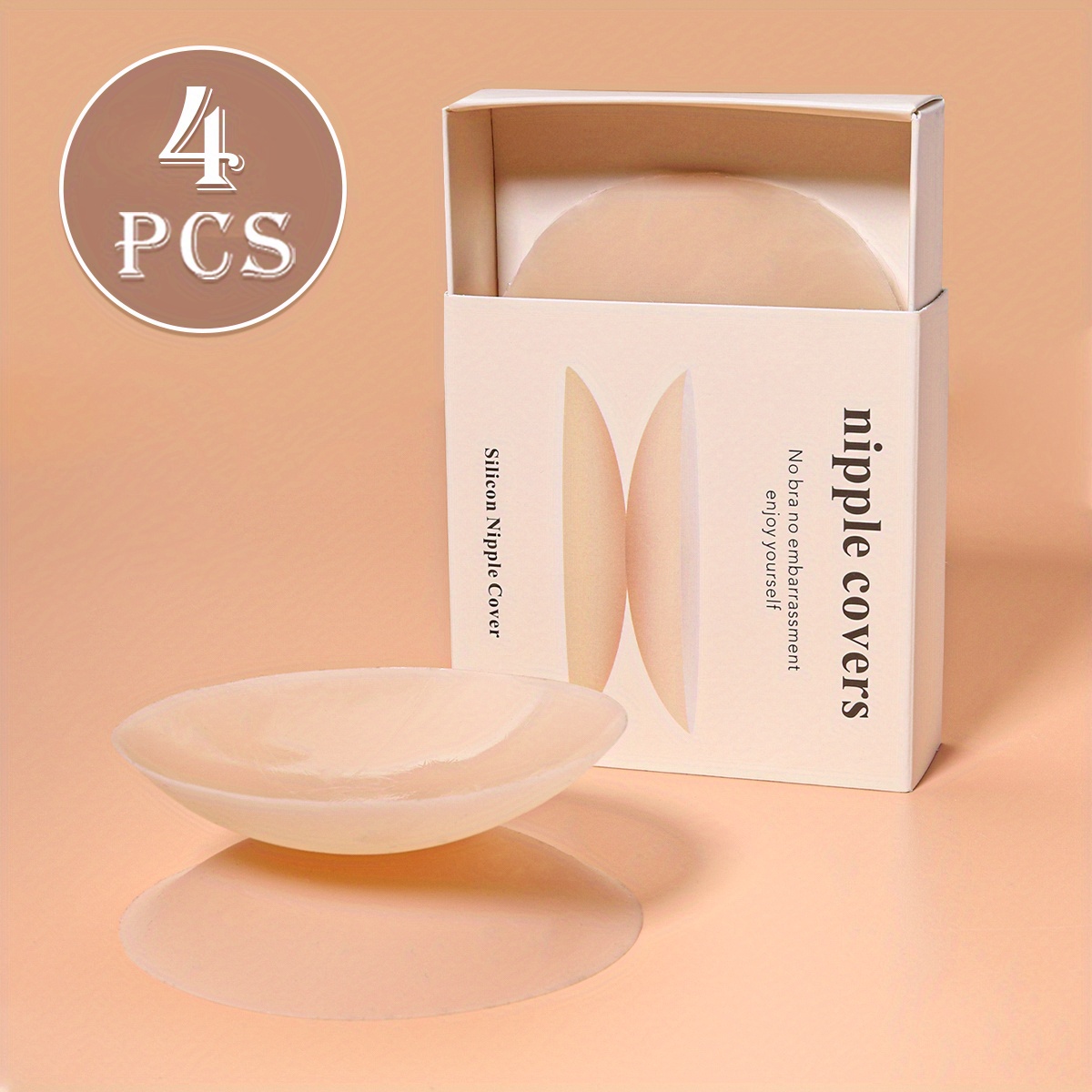 Image of 4pcs Silicone Covers | Breathable, Seamless, Anti-sagging, Anti-shine, Ideal For Wedding Dresses, Swimwear, And Sports