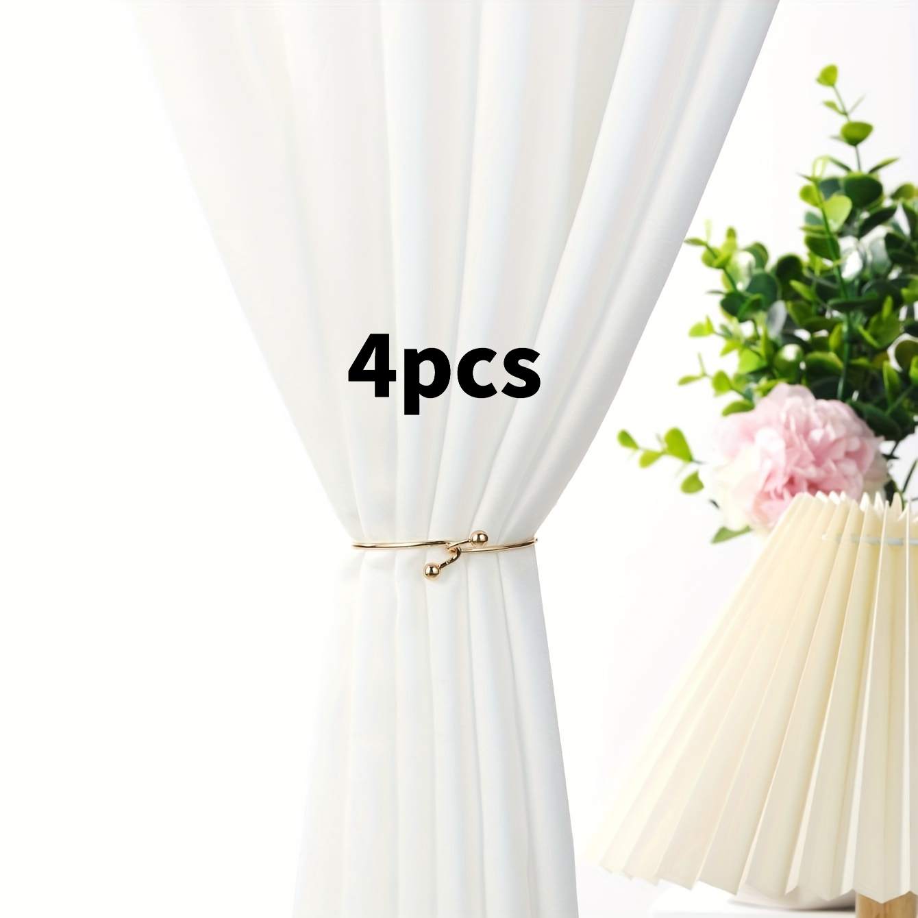 TEMU 4pcs Of Alloy Curtain Hook, Durable Metal Tieback, Featuring An Elegant Ring Design, Suitable For Home Decoration In Living Rooms And Offices,
