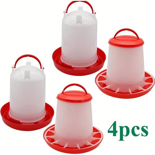 4pcs hanging chicken feeder and waterer set made of plastic a poultry waterer and a 6 59lb feeder no batteries or electricity required suitable for chickens ducks and
