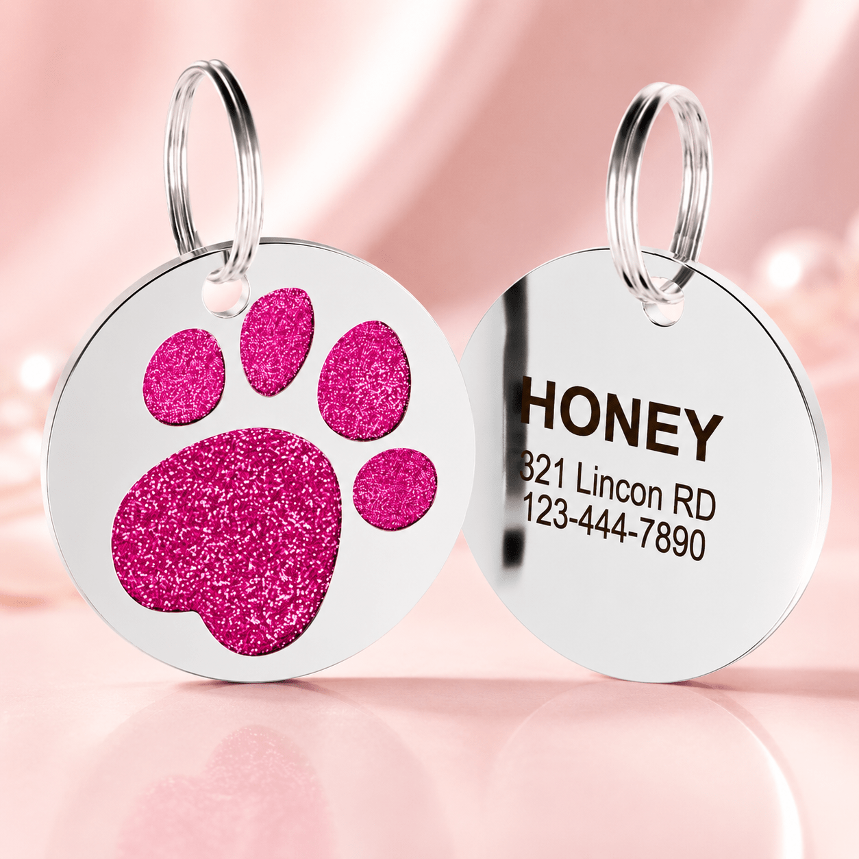 Personalized Double-Sided Pet ID Tag with Custom Name and Phone Number