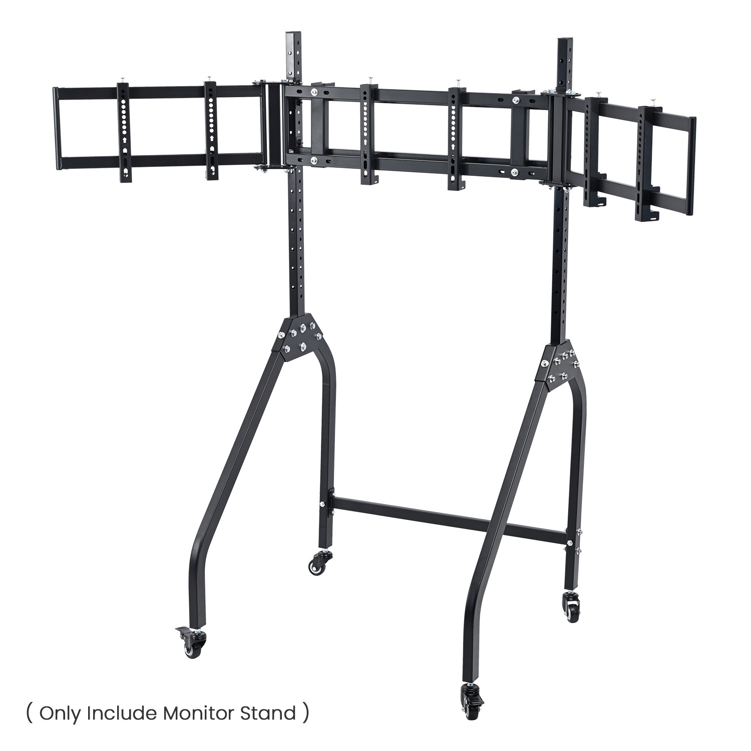 Ultra-sturdy Triple Monitor Stand, Designed For Racing Sim Cockpits Supports 3 Heavy-duty 27-inch Or 32-inch Monitors Features Casters And Punk-