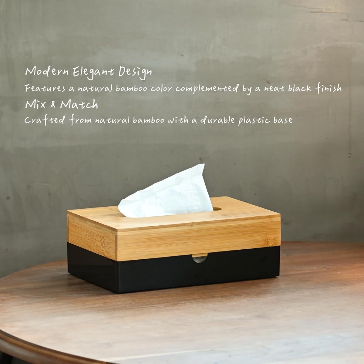 bamboo tissue box cover modern minimalist bathroom living room office decor space saving rectangular tissue holder compatible with standard tissues   decoration organizer bathroom decor and accessories natural texture   durable construction contemporary design material interior designers Product details 2