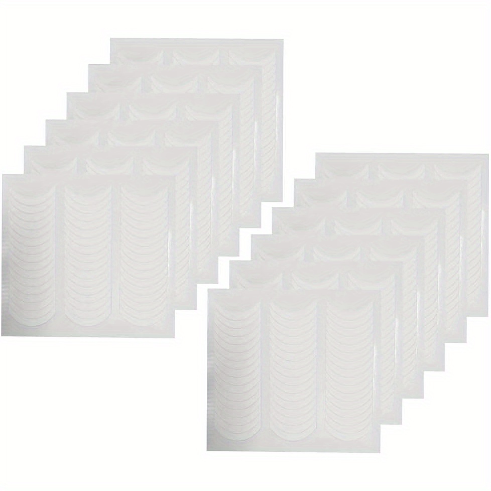 576pcs/12 Sheets French Style Nail Stickers, Self-adhesive Nail Art Templates With Line Guide For Women And - Moon Shape Design