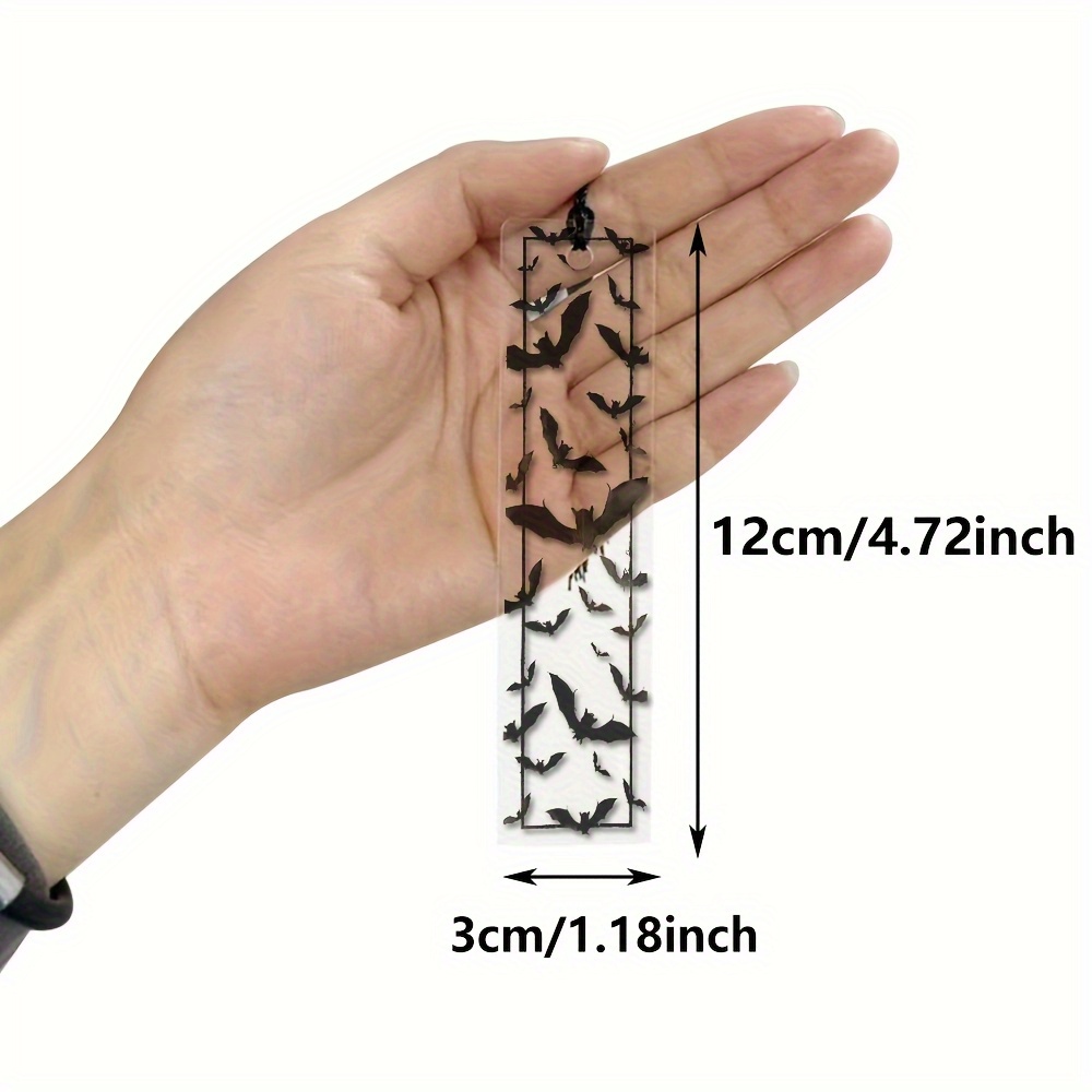 A Transparent Acrylic Bat-patterned Bookmark With Black Tassels, Featuring A Color-matching - A Thoughtful Gift For Book Lovers, Colleagues