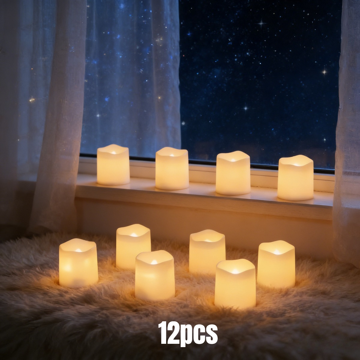 12pcs Led Flameless Candles, Battery Operated Realistic Flame Electronic Candles, Home Holiday Celebration Decor, Halloween Christmas Valentine's Day Day Atmosphere Lights