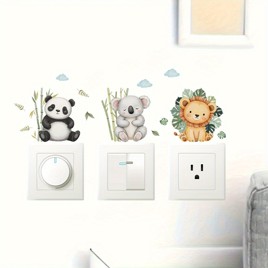 6pcs Watercolor Cute Forest Animal Switch Plate Stickers