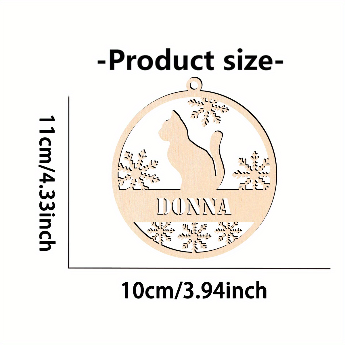 TEMU 2d Flat, 1pc Personalized Hanging Ornament - Custom Name/text - Gift - Elegant Circular Cat Silhouette Decoration - Artificial -like Wood -
