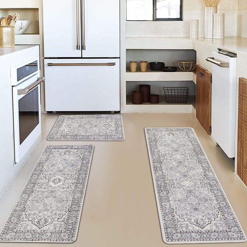 

3pc Kitchen Rugs Set Of 3 Non Slip Kitchen Floor Mats With Runner Waterproof Vintage Kitchen Rug And Mats Entrance Rug Area Rug For Entryway Hallway Laundry Room