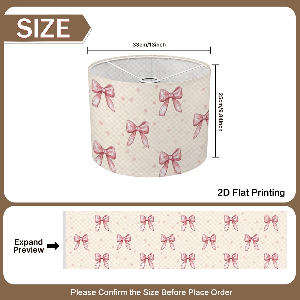 TEMU 2d Flat, 1pc Hand Drawn Bows Graphic Lampshade For Floor Lamp Matching And Bedroom Bedside Lamp, Versatile Light Shade For Pendant Lights, Room