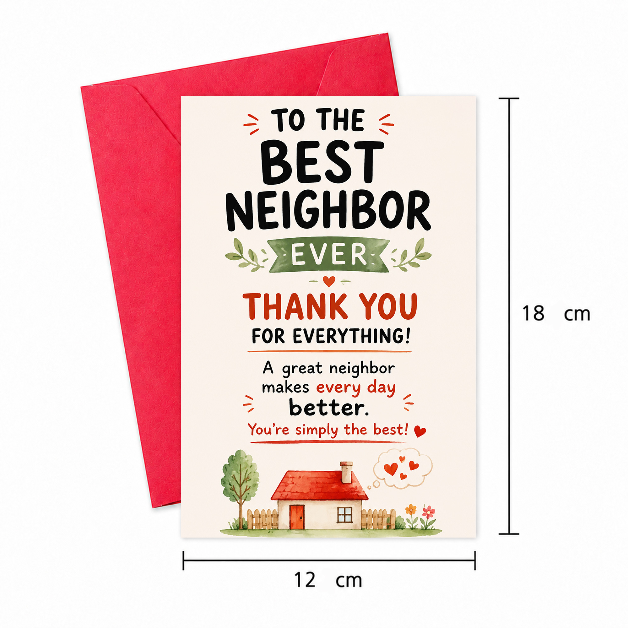 TEMU 1pc Best Neighbor Thank You Card, Neighbor Appreciation Greeting Card, Thoughtful Friendship Card For , Thank You Gift For Neighbor, Moving Away