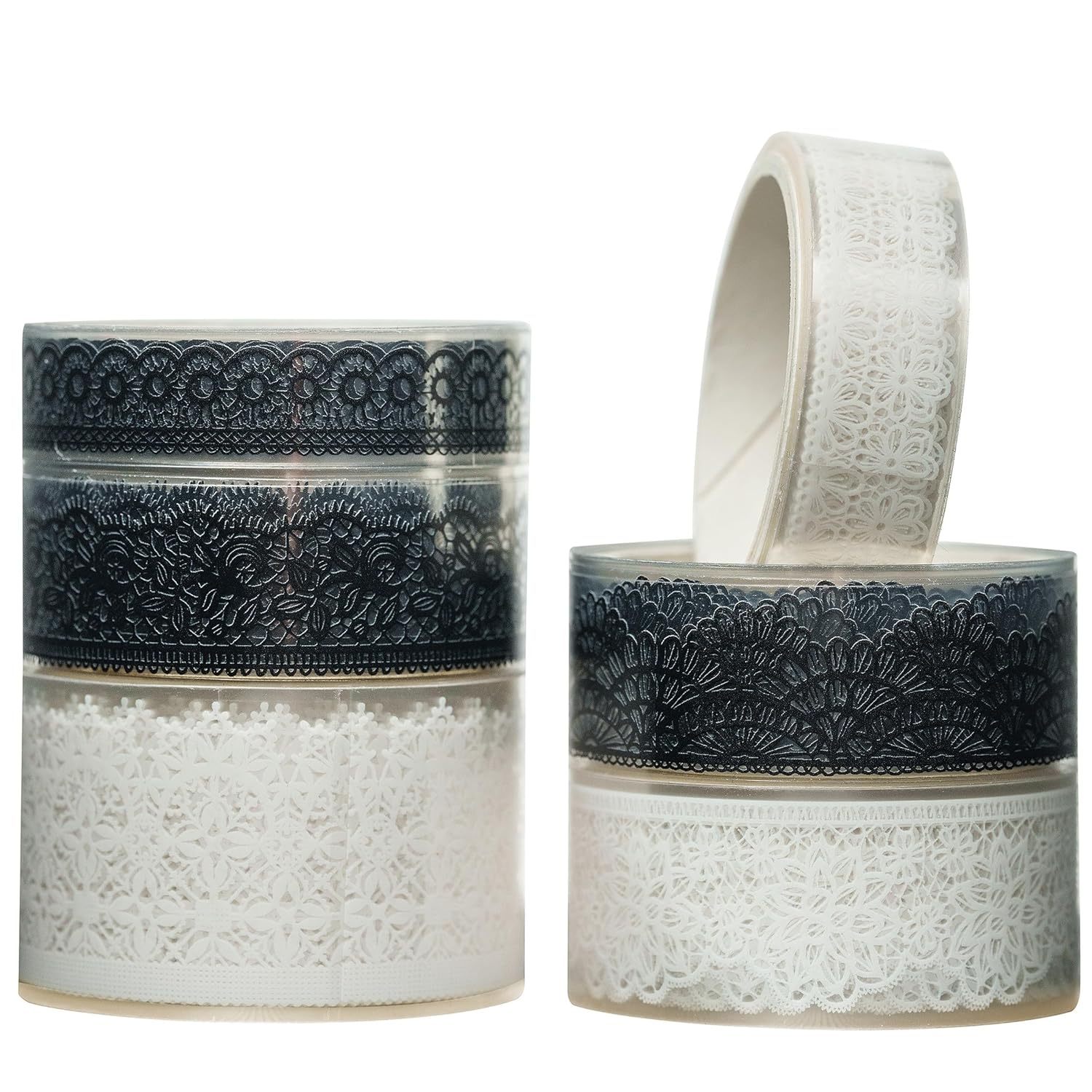 TEMU 6 Rouleaux de Adhésifs Décoratifs PET à Motif Dentelle - Bandes Transparentes pour , Scrapbooking, Emballage Cadeau et Journal