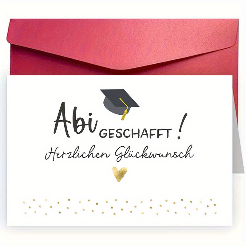 1pc, A Particularly Fun German Graduation Season Greeting Card With Envelope, 12cm*18cm, Suitable For The Graduation Season, Wishing A , For Family, , , And Daughters, A Card. ! Congratulations