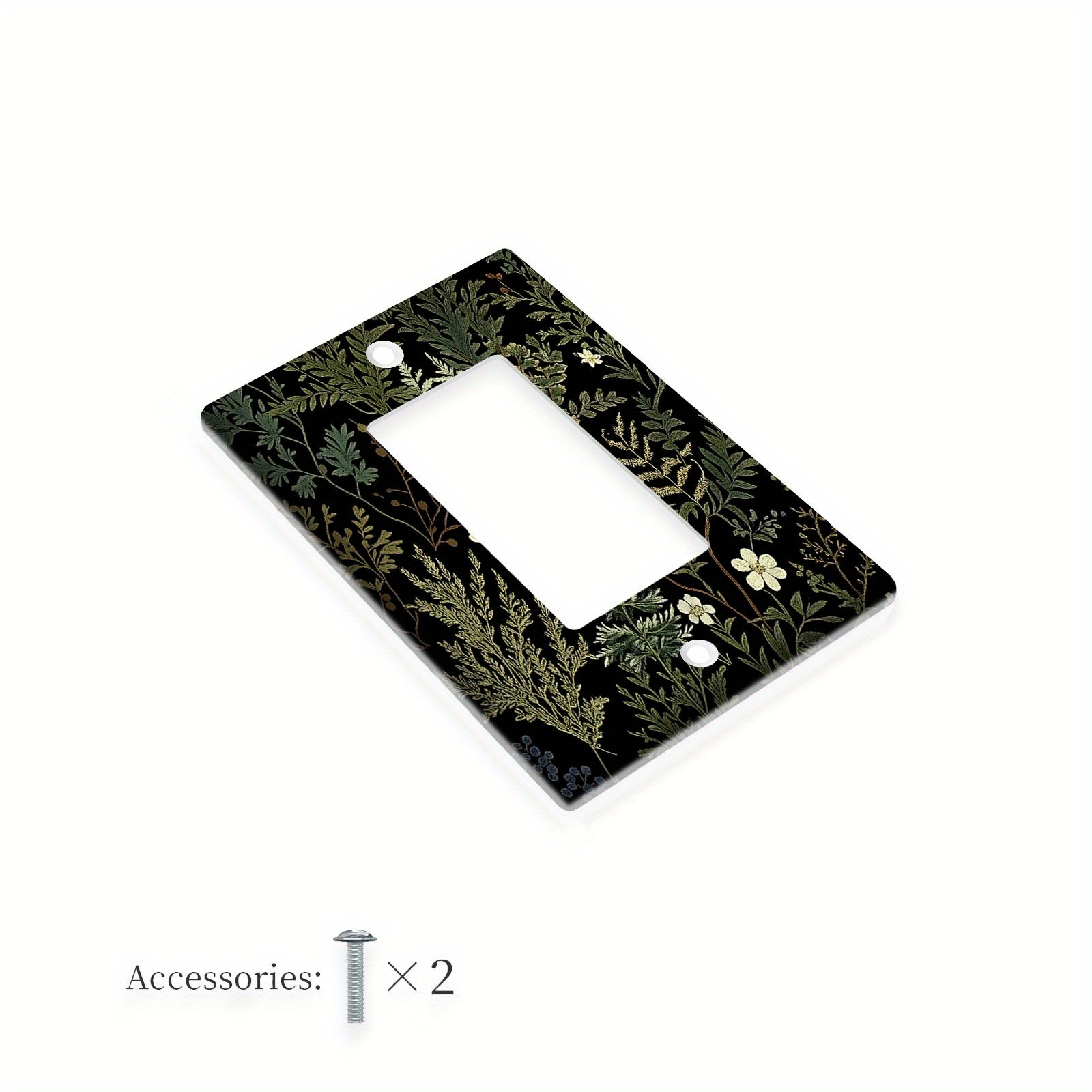 TEMU Plaque Murale Décorative de Sauge & Feuilles Noires pour Interrupteur - Plaque Murale pour Intérieur/Extérieur, Parfaite pour Chambre, Cuisine,