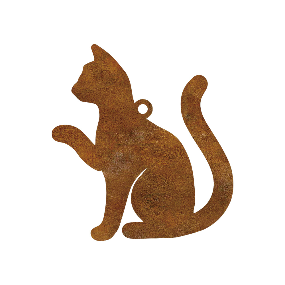 1pc Rustic Cat-shaped Ornament Suitable For Holiday Decorations & Christmas Tree - Thick Round Metal Hanging Decoration, Decorative Pendant, Perfect For Christmas Gifts (cat Theme)