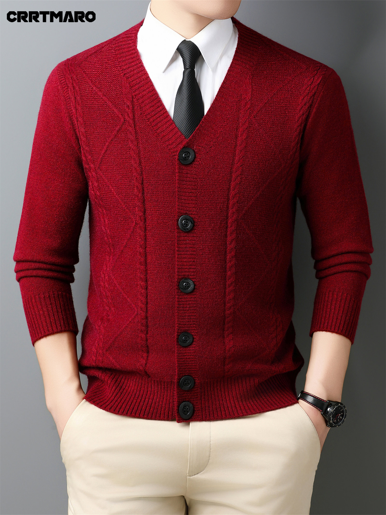Men'S Wool Blend, Thick Knit Cardigan, Warm Casual Layering Top for Fall And Winter