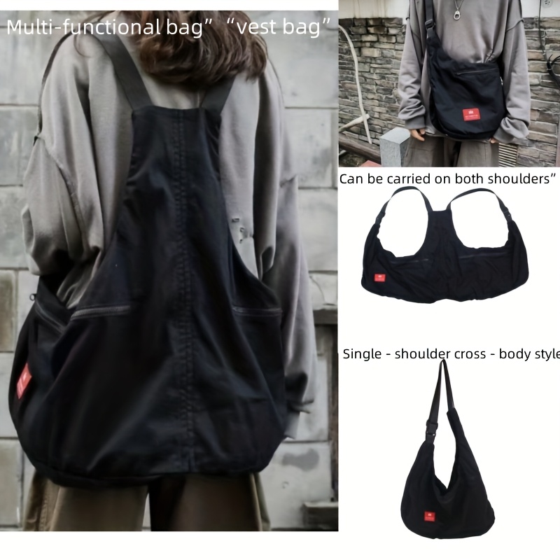 TEMU Large Capacity Adjustable Crossbody & Backpack - Vest-style Shoulder Bag With Spacious Main Compartment, Suitable For Travel,,, Commuting -