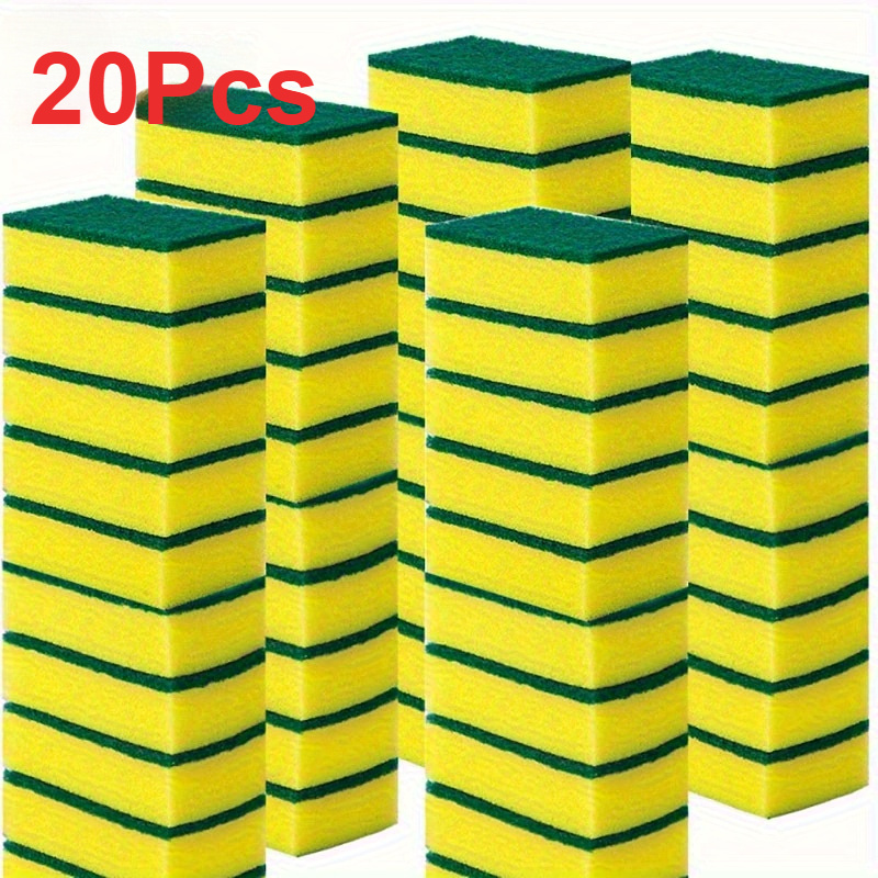 

20pcs Kitchen Sponges - , Rust & Oil Removal For Dishes, Cookware & Furniture - Double-layer Design With Grip