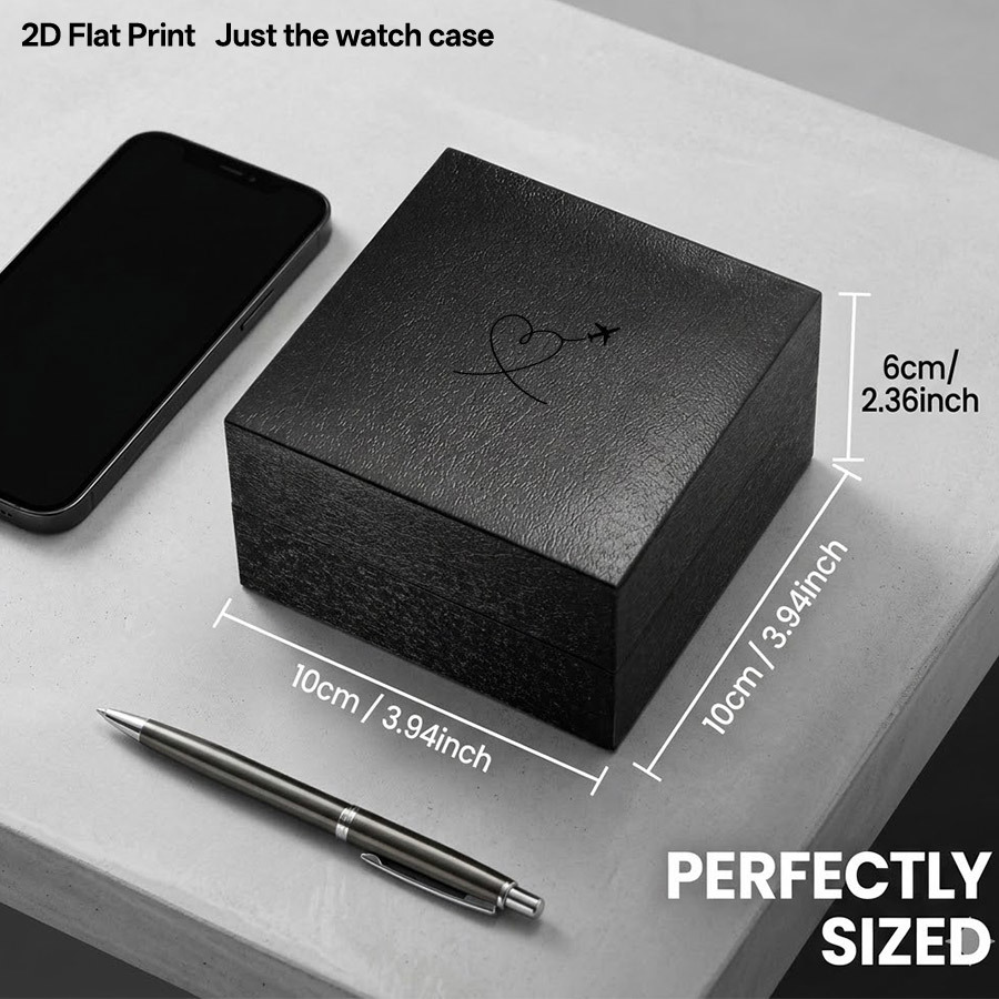 TEMU Sleek Matte Faux Leather Watch Storage Box Featuring A Minimalist Airplane , Perfect For Organizing Jewelry Like Watches, Necklaces, Rings