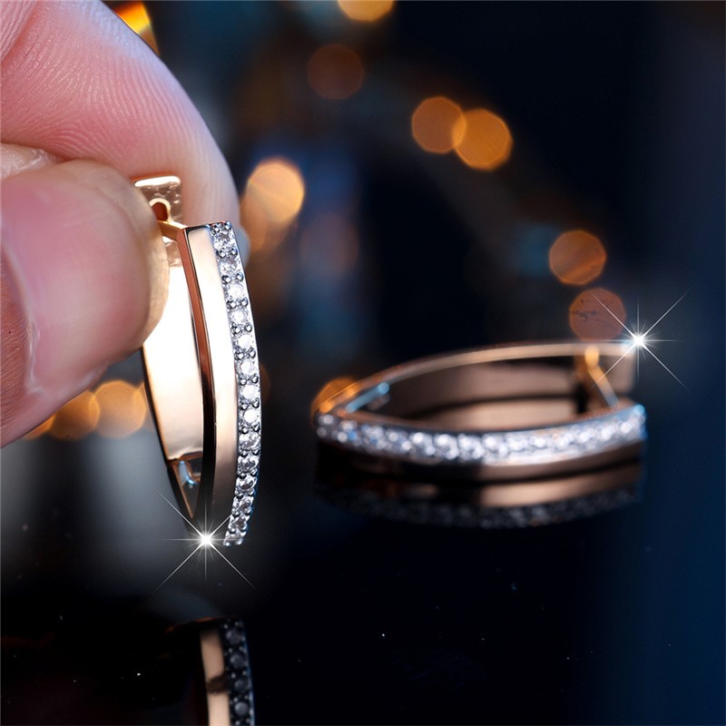 Image of Luxury Golden Color Earrings Women Wedding Synthetic Synthetic Zirconia Drop Earrings Jewelry