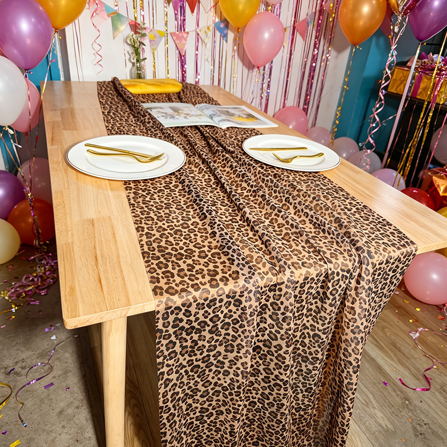 TEMU 1pc French Country Print Tablecloth Suitable For Parties, Farmhouse Dining Table Cover, Leopard Table Decor, Wedding, Baby Shower - Machine- ,
