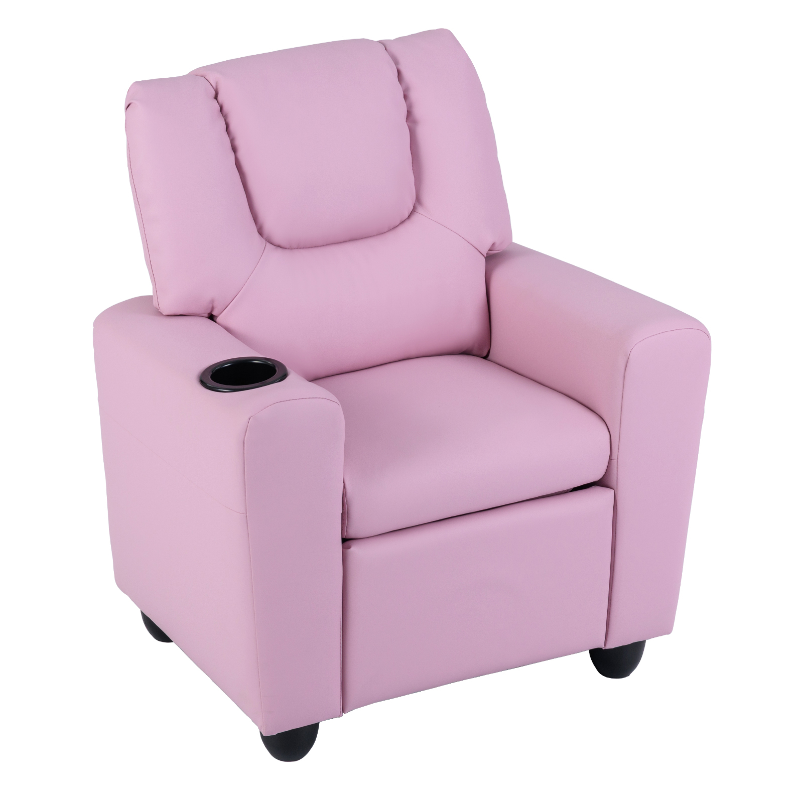 Image of Kids Sofas, Sofas With Cup Holder And Adjustable Footrest For Living Room And Playroom, Sofa Chair For Girls Age 3+, Pink
