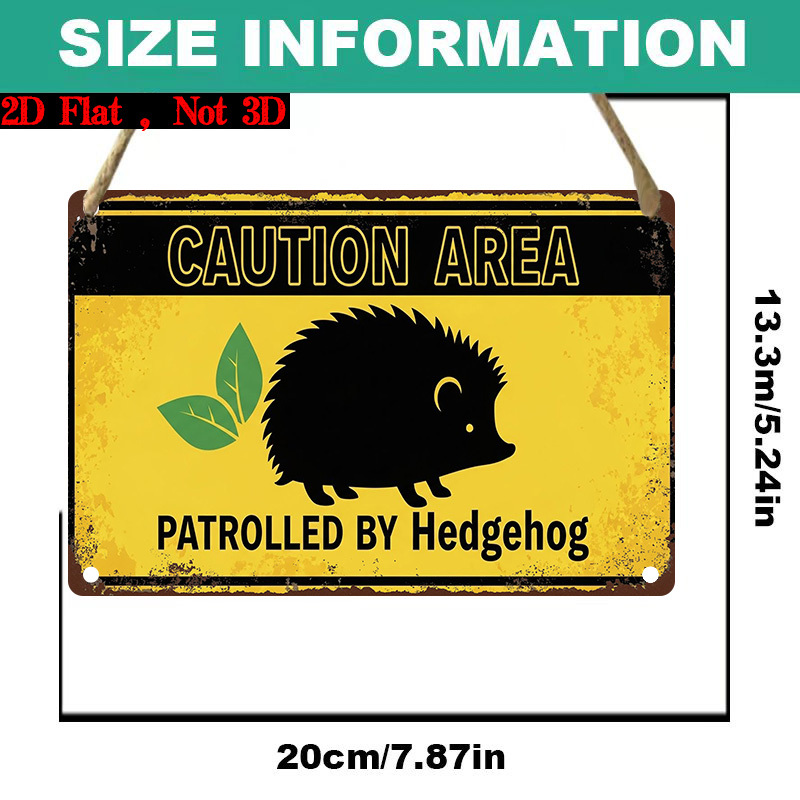 TEMU 2d Flat, 2d Plane - 1pc 2d Plane "caution: Hedgehog Patrol Area" Decorative Sign | Wood, Vintage Style, Wall Hanging, , Suitable For Christmas,