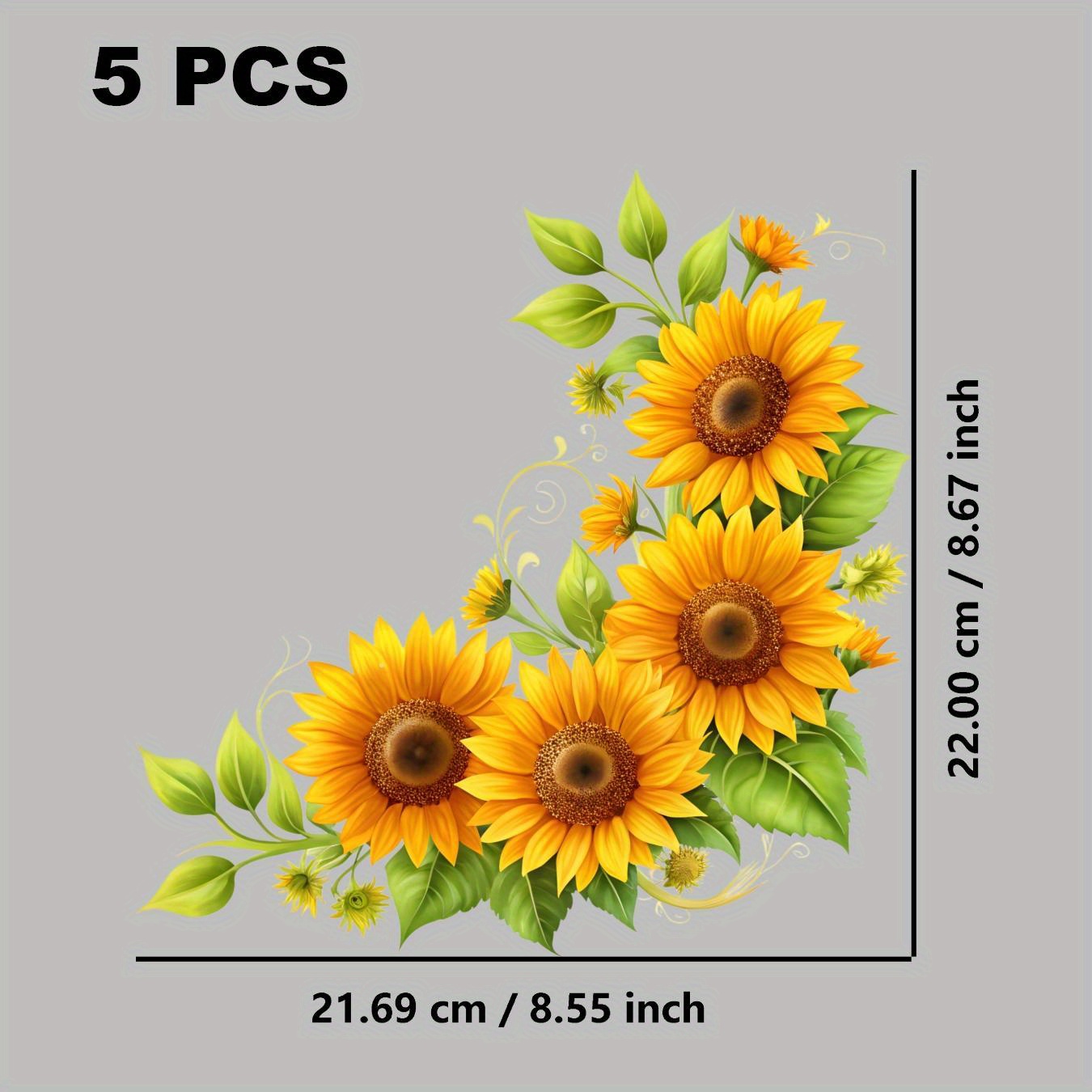 TEMU 5pcs Sunflower Watercolor Painting Corner Iron-on Transfer Decals - Iron-on Stickers Heat Transfer Suitable For Dtf Canvas Bags, T-shirts,