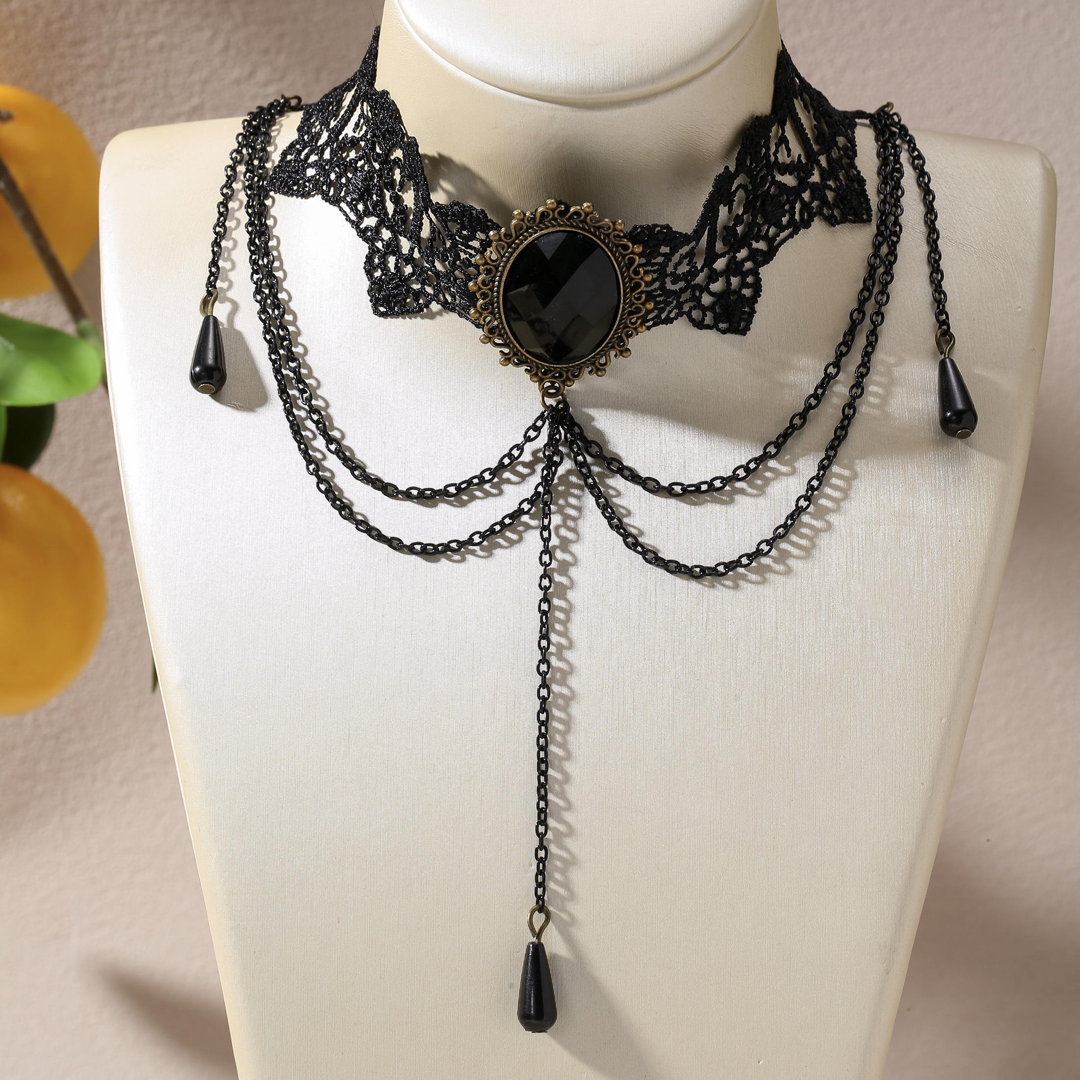 2pc Women's Versatile Tassel Pendant Necklace Set