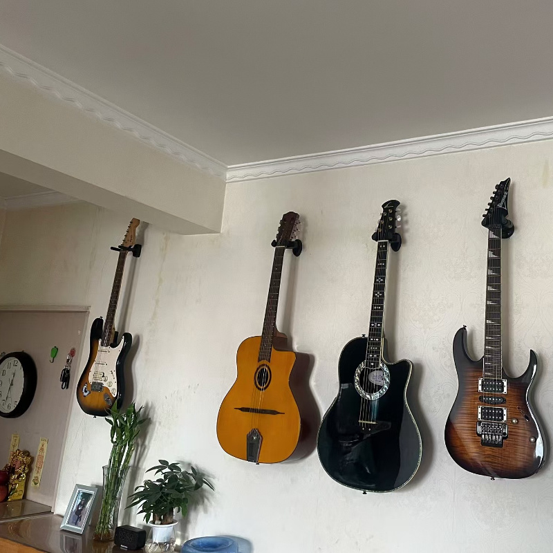 1pc Black Wall-Mounted Guitar Stand - ABS Material, Secure Home Instrument Display Hook for Guitars, Protects Against Scratches & Dust, Easy Access Design, Display Guitar Stand | Sleek Black Finish | Abs Resin Construction, Guitar Wall Mount