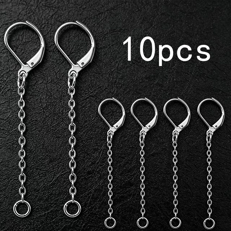 Image of 10pcs Color D Ear Hooks Stainless Steel Tassel Ear Hooks With Tassel Earring Hooks, Handmade Ear Jewelry Earring Making Additions, For Ear Plugs And Earring Additions