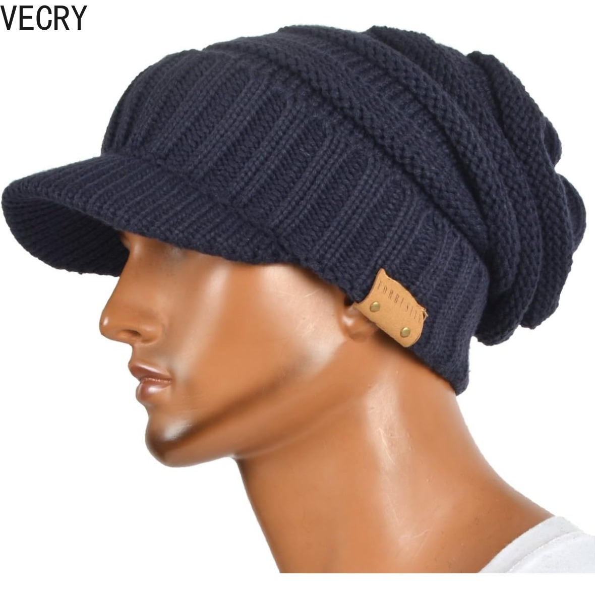 

Vecry Men's Cozy Knit Beanie With Visor - Newsboy Cap, Slouchy Ski Hat For Autumn & Winter, Vecry