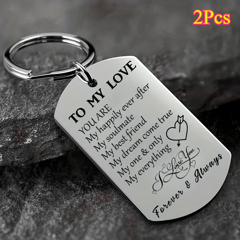 TEMU 2pcs To My Love Keychain Stainless Chain Ring Valentine's Day Wedding Anniversary Birthday Christmas Gift For Husband Wife Boyfriend Girlfriend