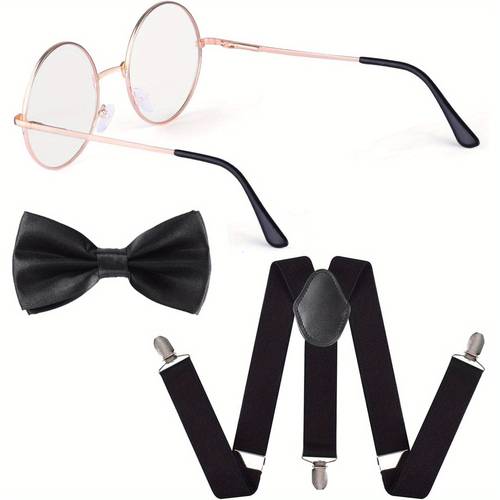 4pcs 1920s retro costume accessories set for men gatsby fancy dress kit with vintage decorative glasses adjustable suspenders bow tie and hat 1920s themed party supplies