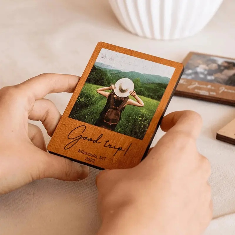 TEMU Personalized Wooden Photo Fridge Magnets - Customizable 