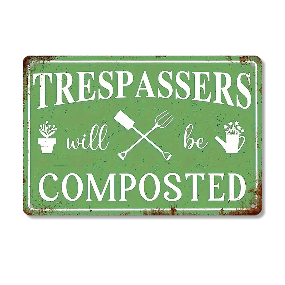 TEMU 2d Flat 2d 1pc, " To Get Compost Humor Warning Signs" Rectangular Iron Signage, Plaque Decorative Wall Art, Wall Decoration, Room Decoration,