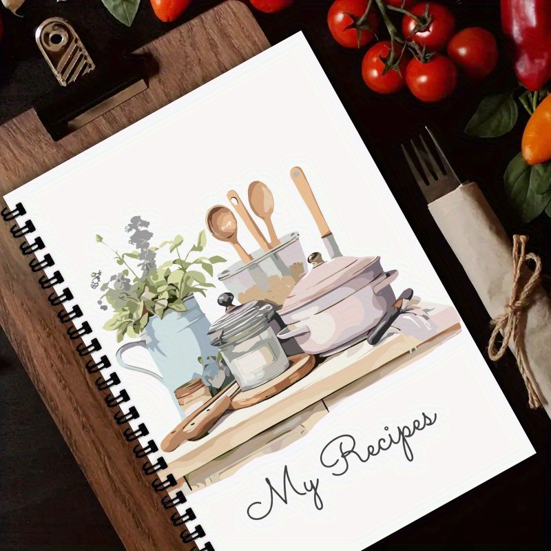 TEMU Carnet de Recettes Spirale A5, Livre de Recettes Desserts, Planificateur de Recettes, Cahier de Recettes, Idéal pour les Passionnés de Cuisine,