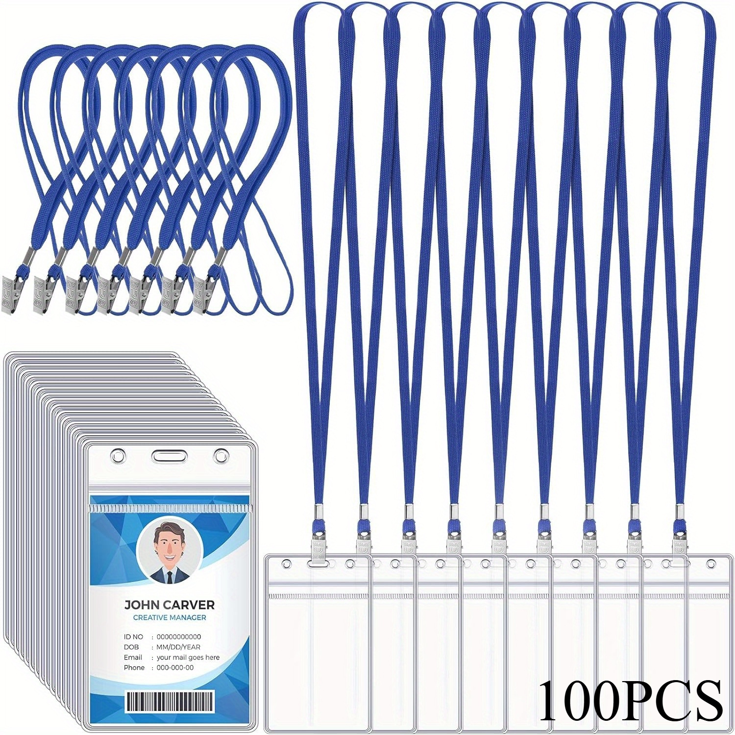 bulk extra thick id badge holders with lanyards 25 100 set clear vertical name badge holder for name tags badge id card id badges pouch with lanyards for business conference teachers and more
