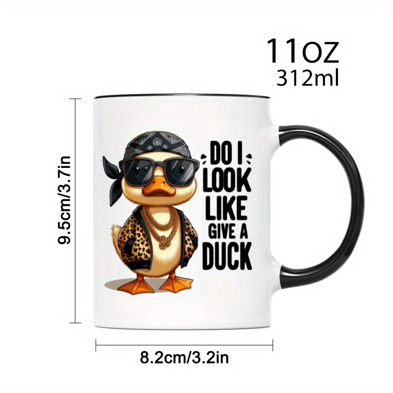 1pc funny do i   i give a duck mug 11oz ceramic coffee cup with cool   insulated machine washable perfect humor gift for   ideal for home office use coffee bar accessories details 0
