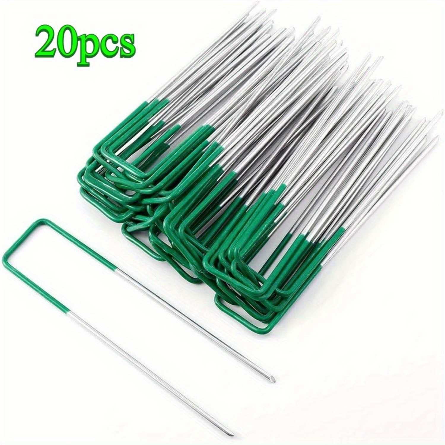TEMU Half Green Artificial Turf Grass U Pins, Galvanized Metal Stakes, Sod , Heavy Duty U Shaped Alloy Tent Stakes, For Securing Outdoor Turf,